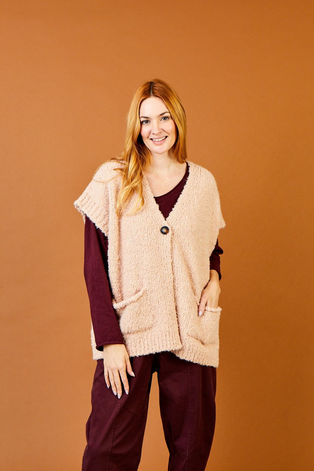 Frances Boucle Gilet With Pockets