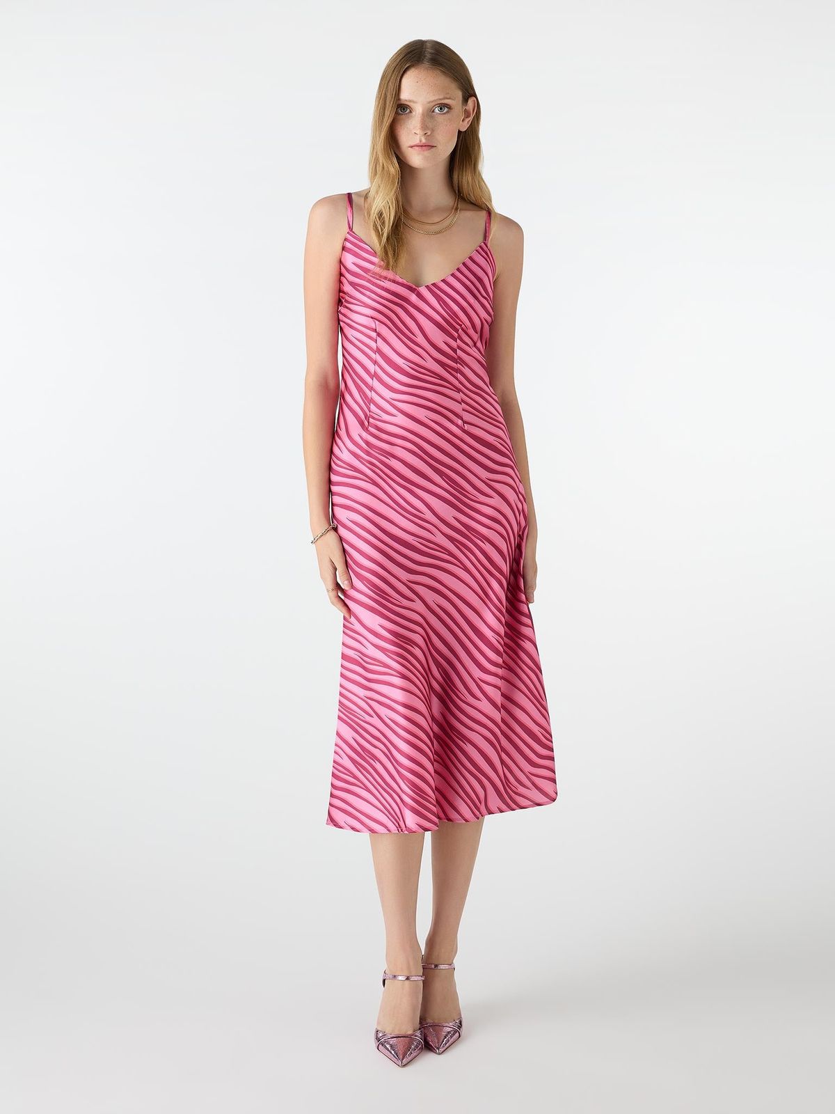 Fia Midi Dress in Pink Zebra