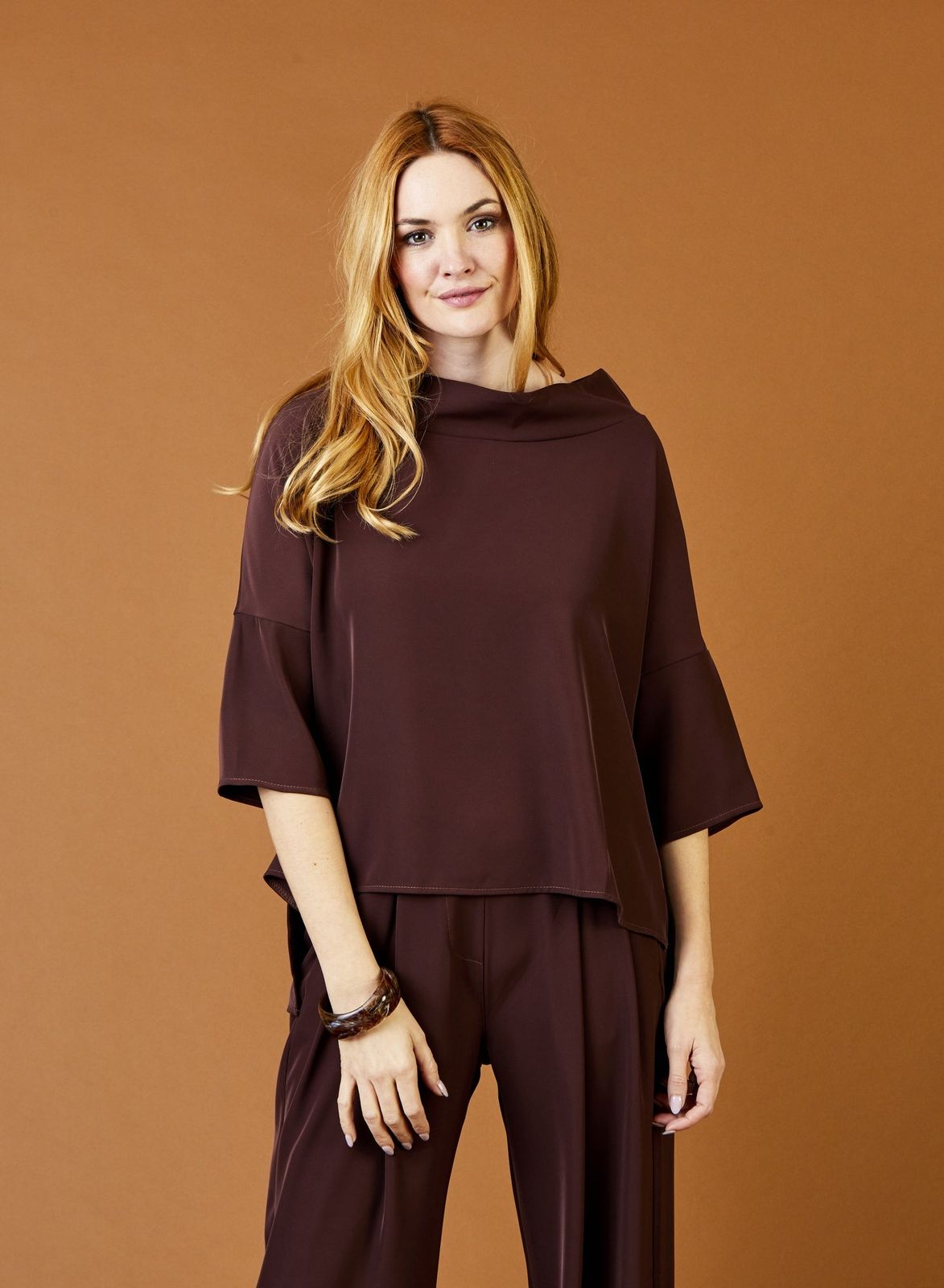 Audrey Cowl Neck Hi Lo Drape Top