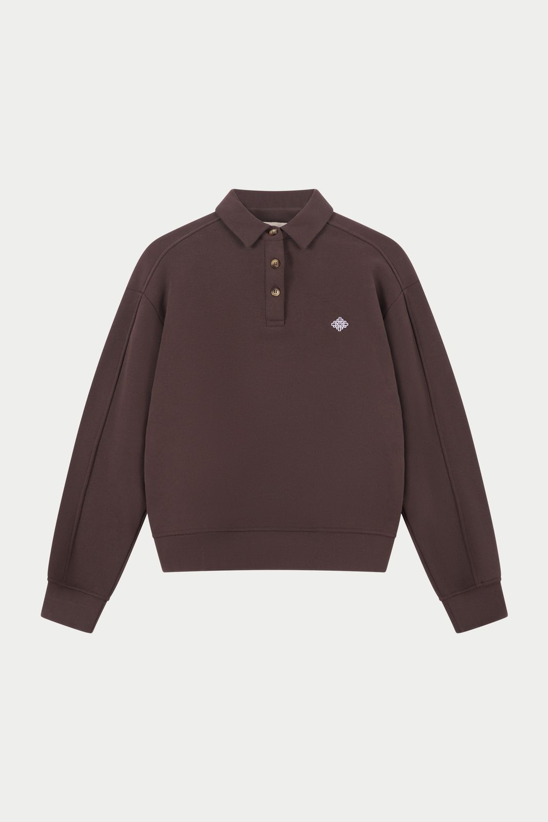 EMBLEM EMBROIDERED RUGBY POLO - CHOCOLATE