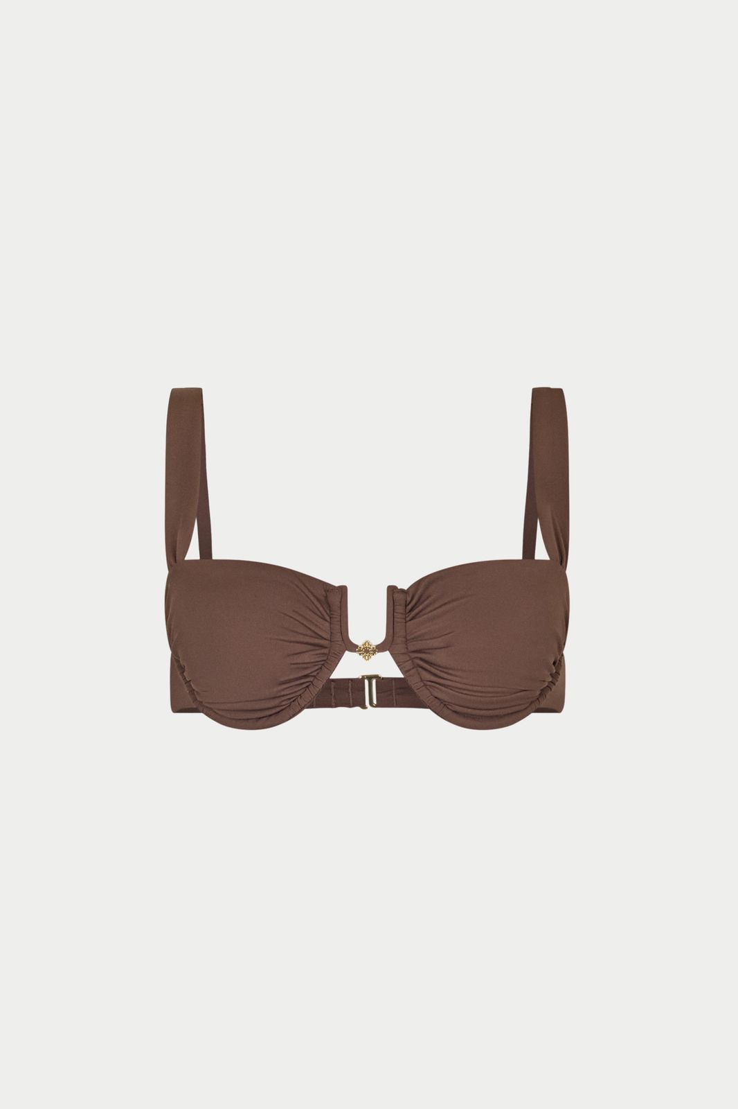 RUCHED CUP BIKINI TOP - CHOCOLATE
