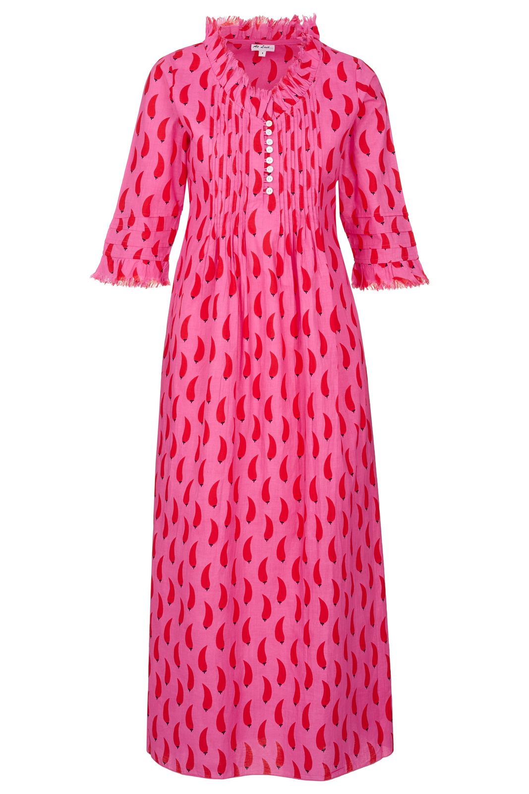 Cotton Annabel Maxi Dress In Pink Chilli