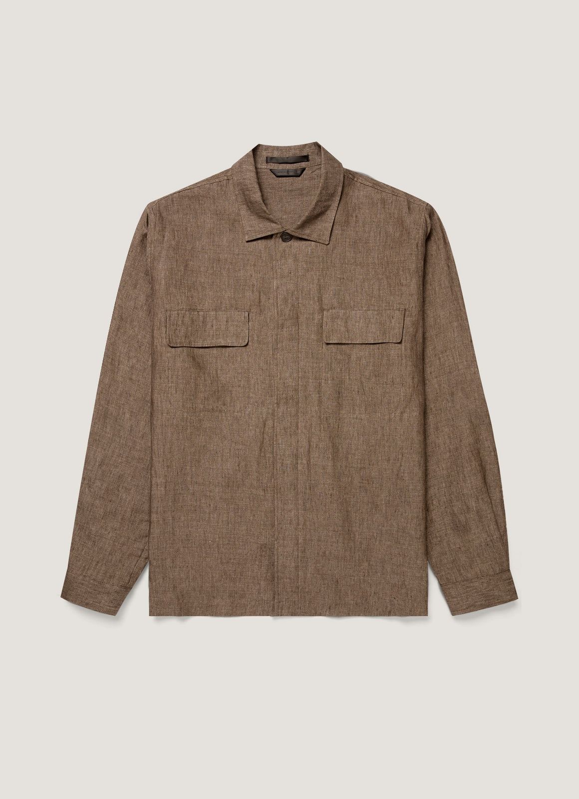 Men's Linen Overshirt in Dark Walnut