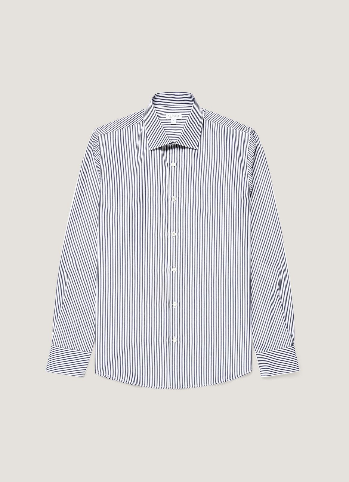 Men's Cotton Poplin Shirt in Navy Bengal Stripe