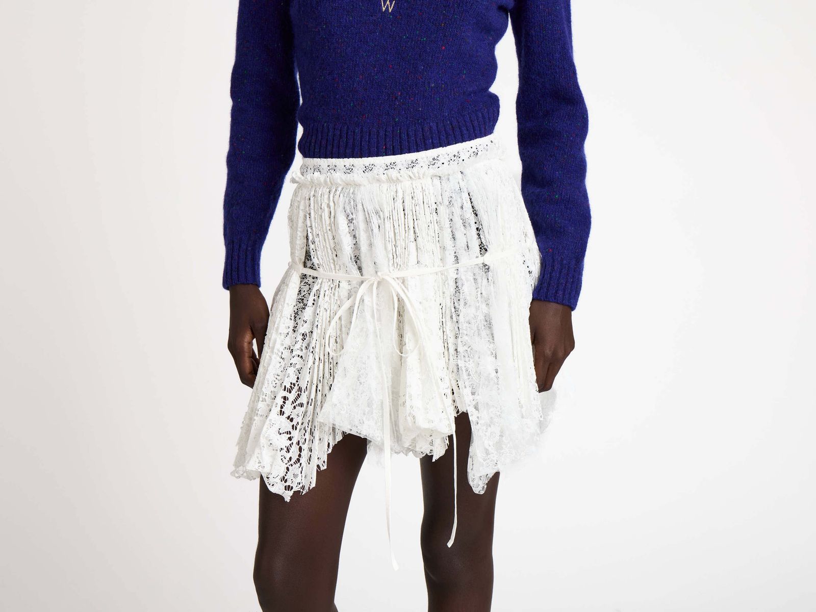 WOMENS MINI CURTAIN SKIRT IN WHITE