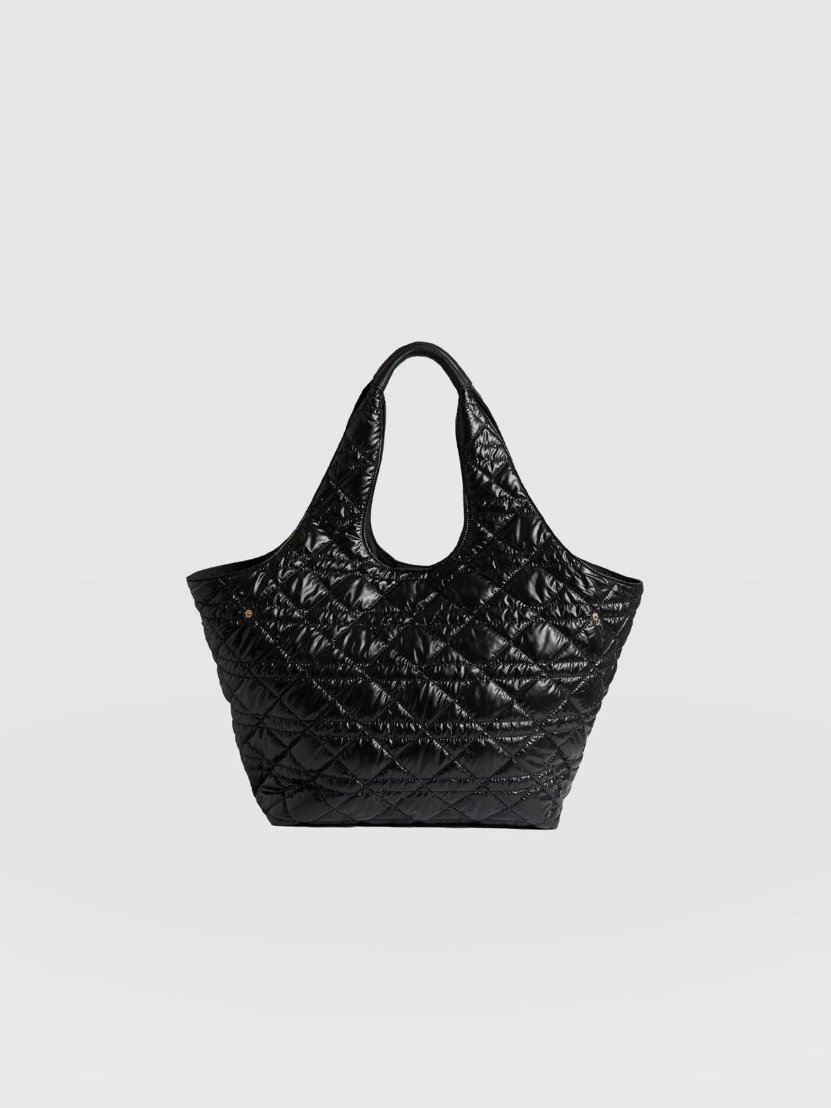 Large Stella Quilted Shoulder Tote Bag - Black